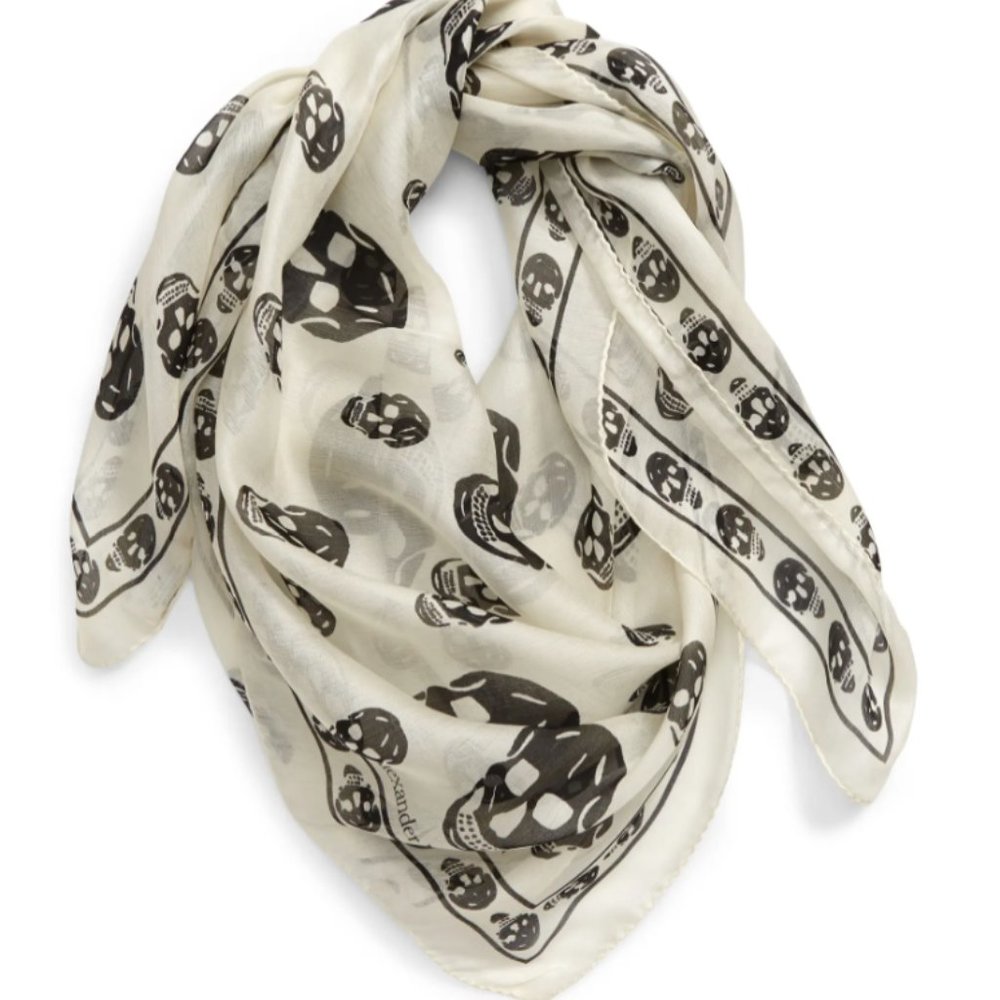 Alexander McQueen Skull Silk Chiffon Scarf